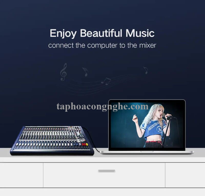 Ugreen 40794 5M Màu Đen Cáp âm thanh 2 đầu 6.5mm dương sang 3.5mm dương cao cấp AV126 30040794